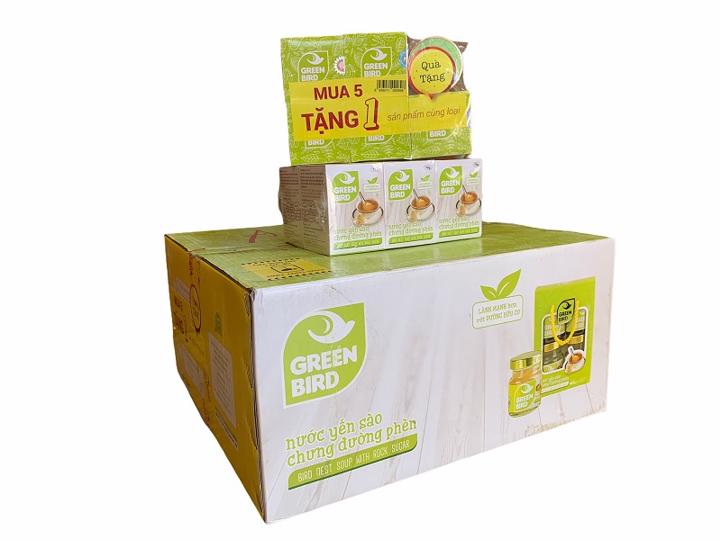 Thùng 10 lốc Nước yến chưng đường phèn Green Bird – Lốc 5 tặng 1